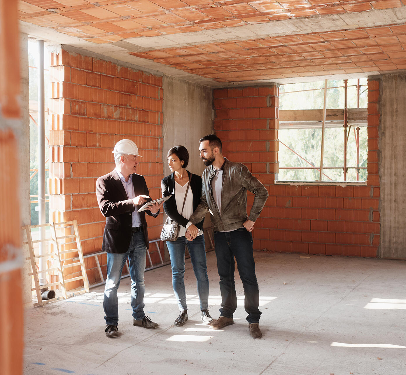 Werf architect en klanten smaller